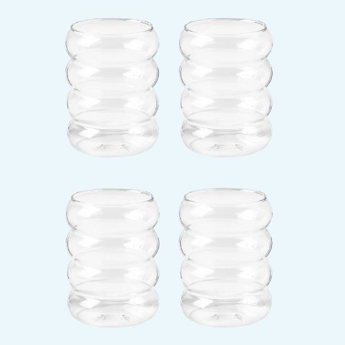 "Bow" Trinkgläser-Set 4-teilig mit Glasstrohhalmen